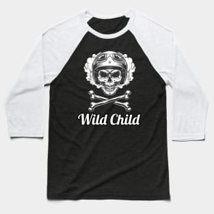 Wild Child / Vintage Skull Style Baseball T-Shirt